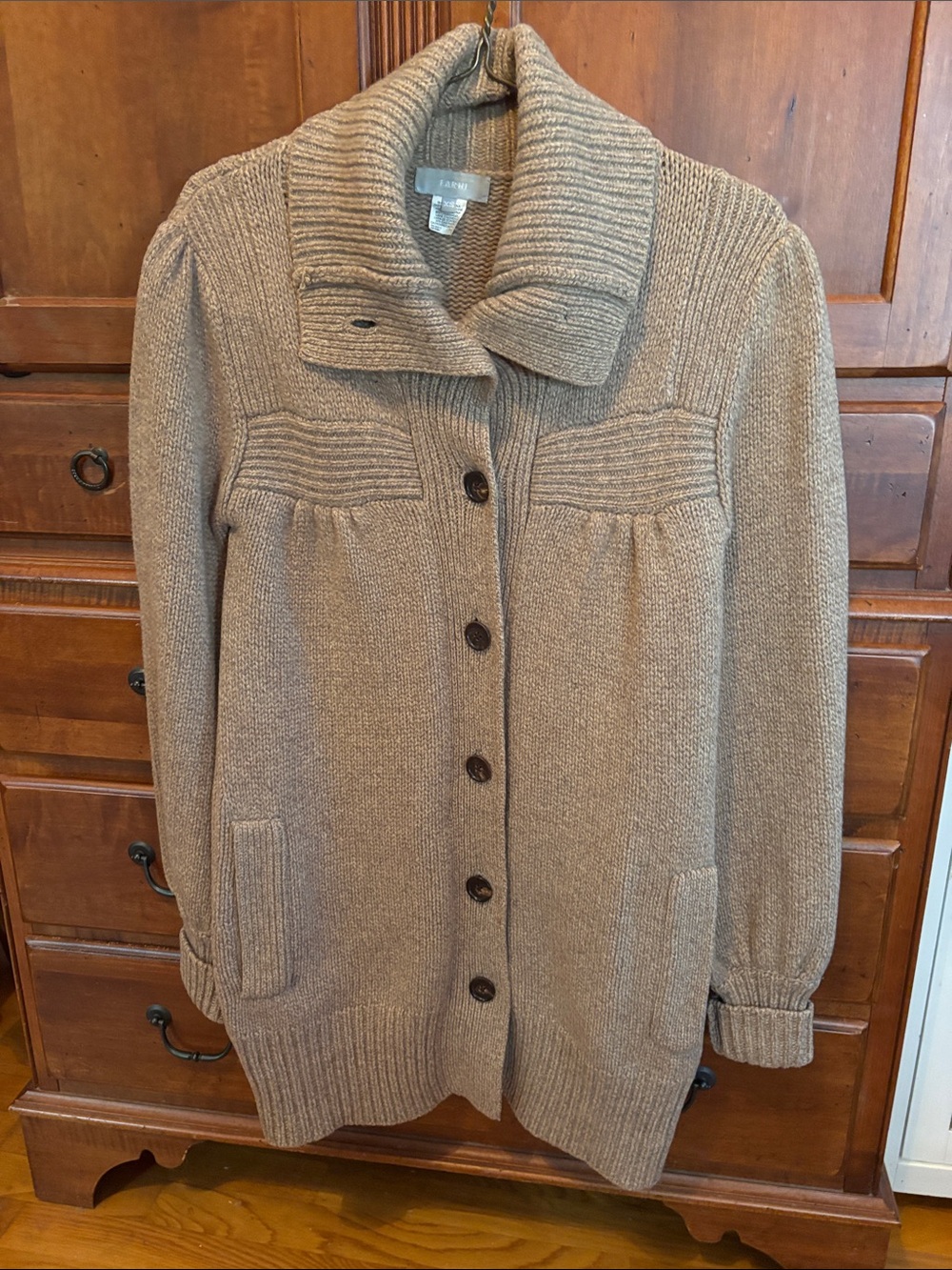 Classic Rib-Knit Button Front Women's Sweater Cardigan - Taupe